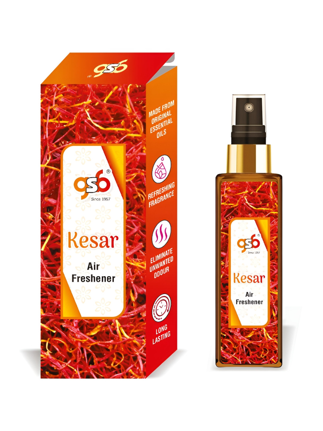GSB Kesar Red And White Long Lasting Natural Air Freshener-100 ml