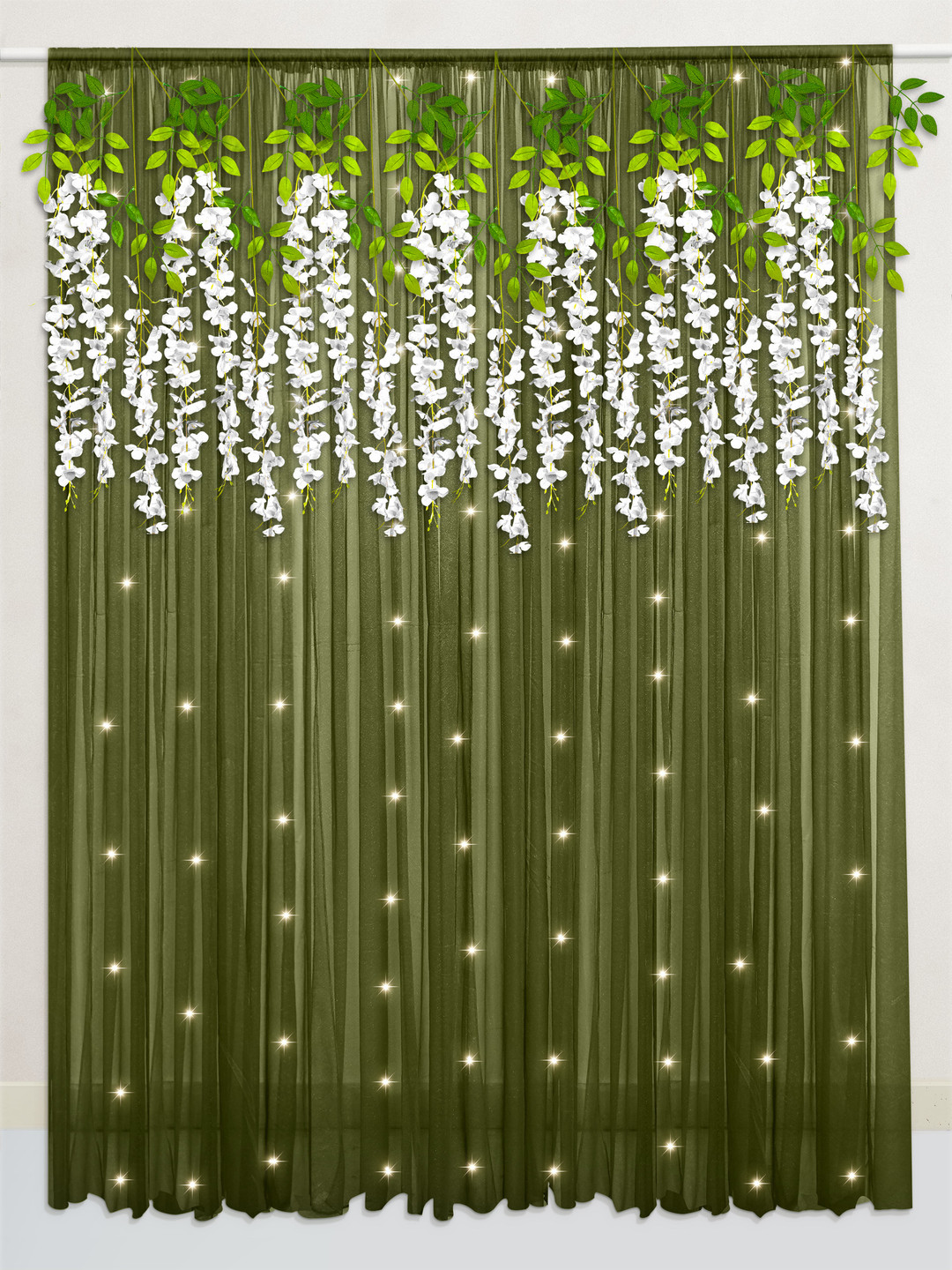 Special You Green & White 13 Pieces Wisteria & Curtain Backdrop Decorations