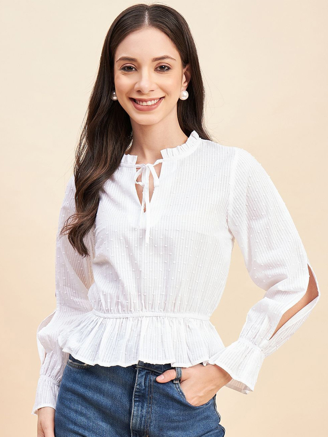 JEFF COOPER Cotton Cinched Waist Top