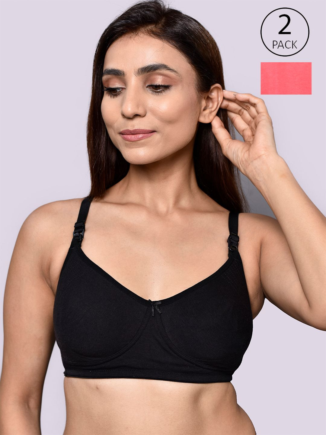 Inner Sense Organic Cotton Antimicrobial Women Feeding Bra ( Pack of 2)