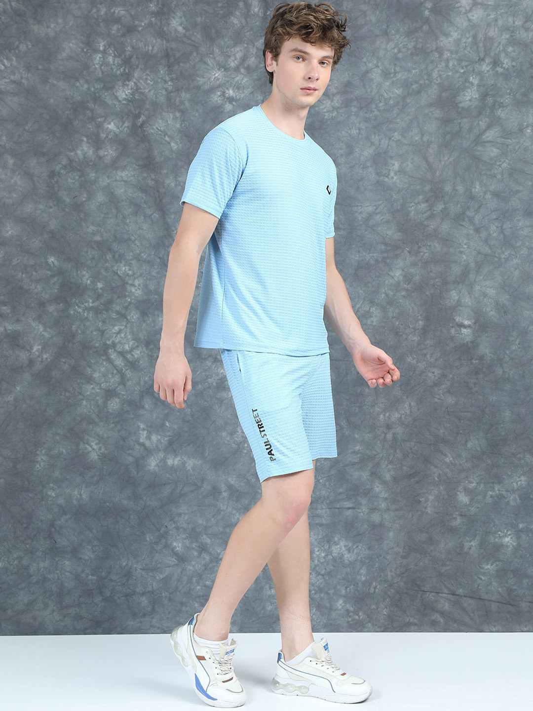 PAUL STREET Self Design T-Shirt With Shorts Co-Ords