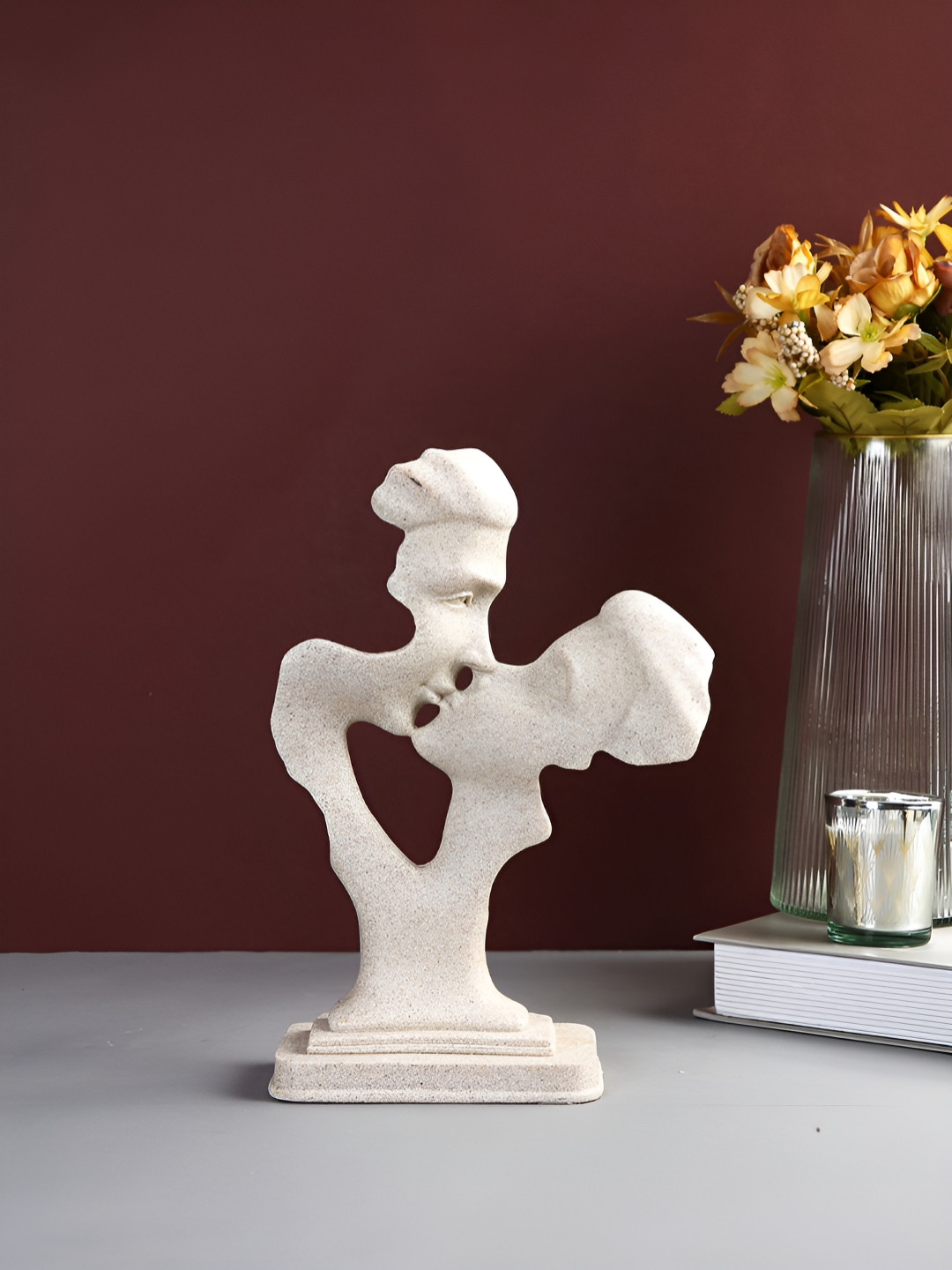 TAYHAA intimate Connection Beige Polyresin Natural Living Room Medium Showpiece - 6.7 Inches