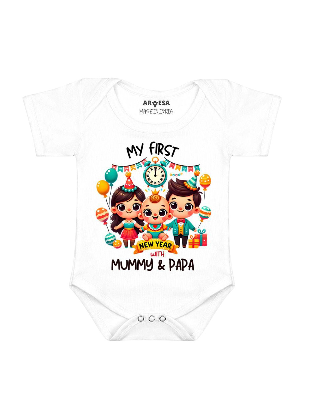 Arvesa Kids First New Year Printed Baby Romper