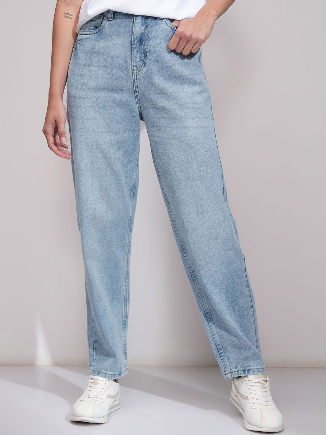 Basics By Tokyo Talkies Women High Rise Indigo Mom Jeans