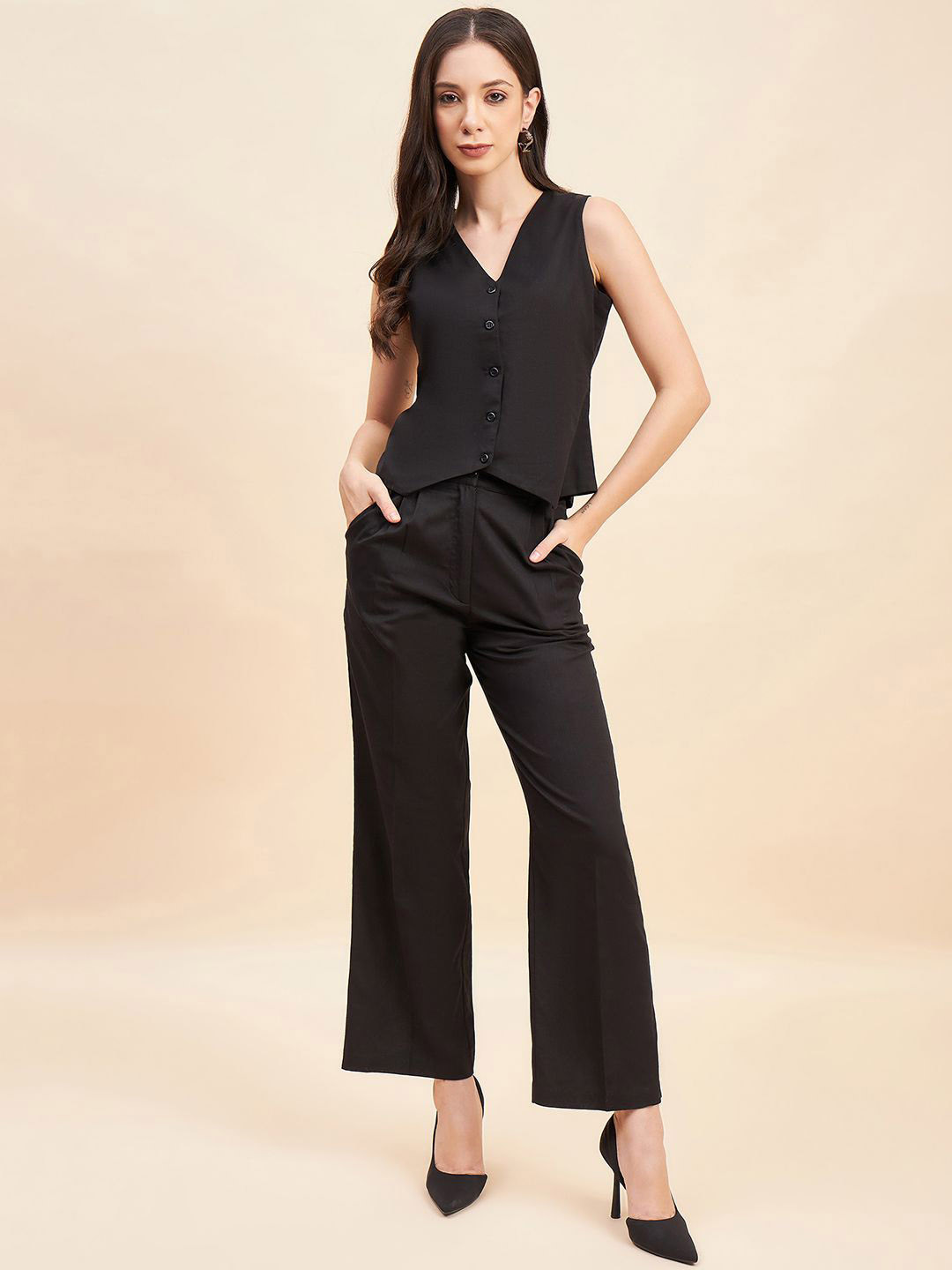 JEFF COOPER V-Neck Linen Waistcoat With Trouser