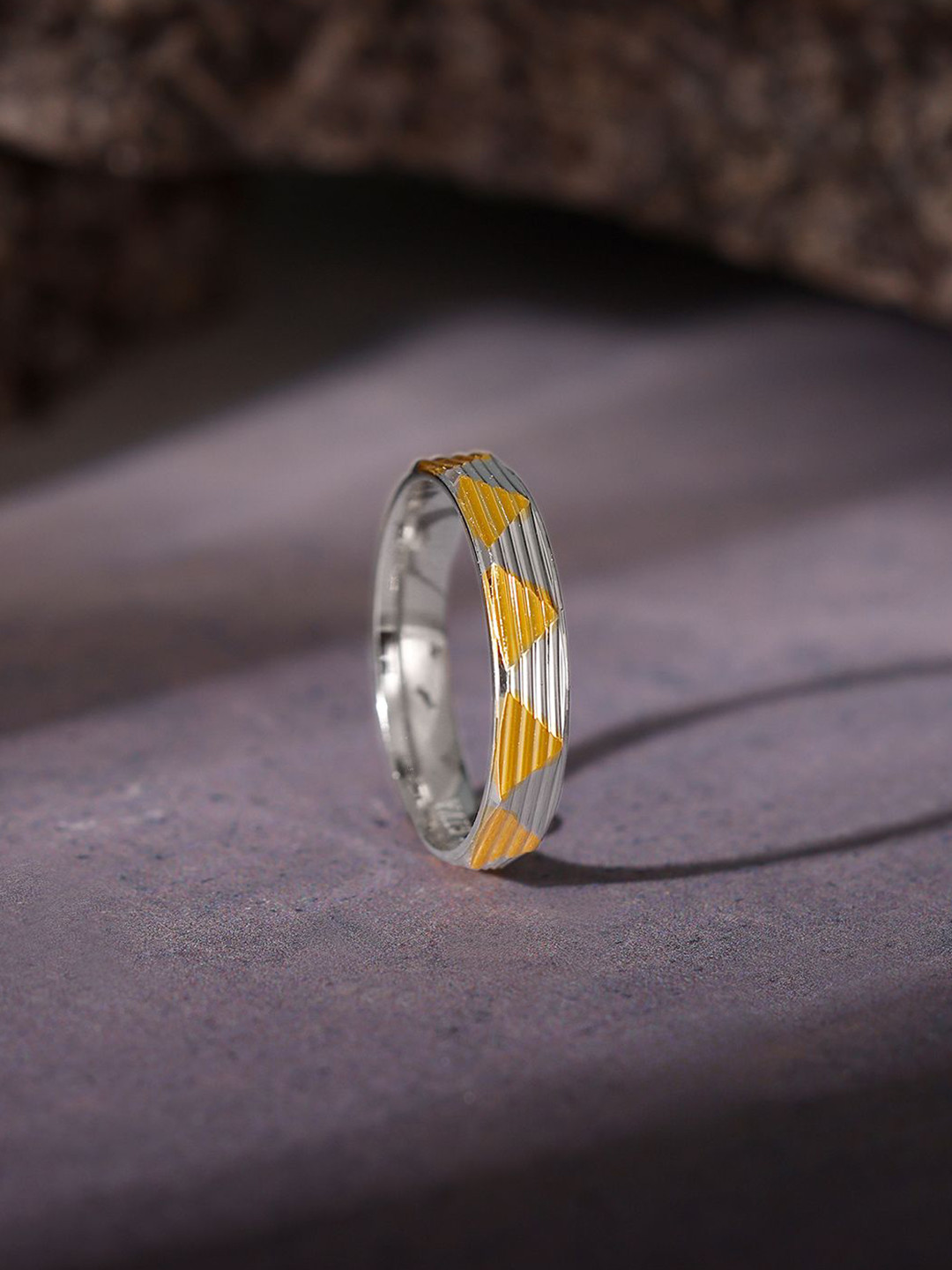 GIVA 925 Silver Gold-Plated Dual Tone Lively Band For Him