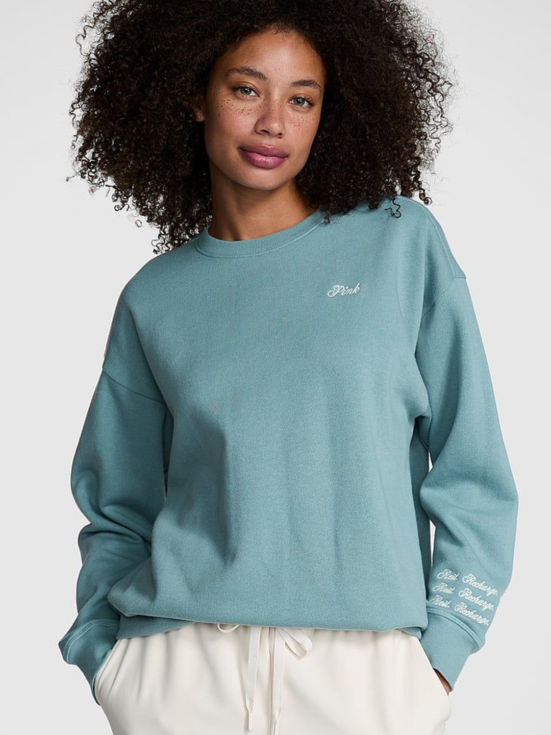 Victoria's Secret PINK Ivy Fleece Oversized Crew Sweatshirt