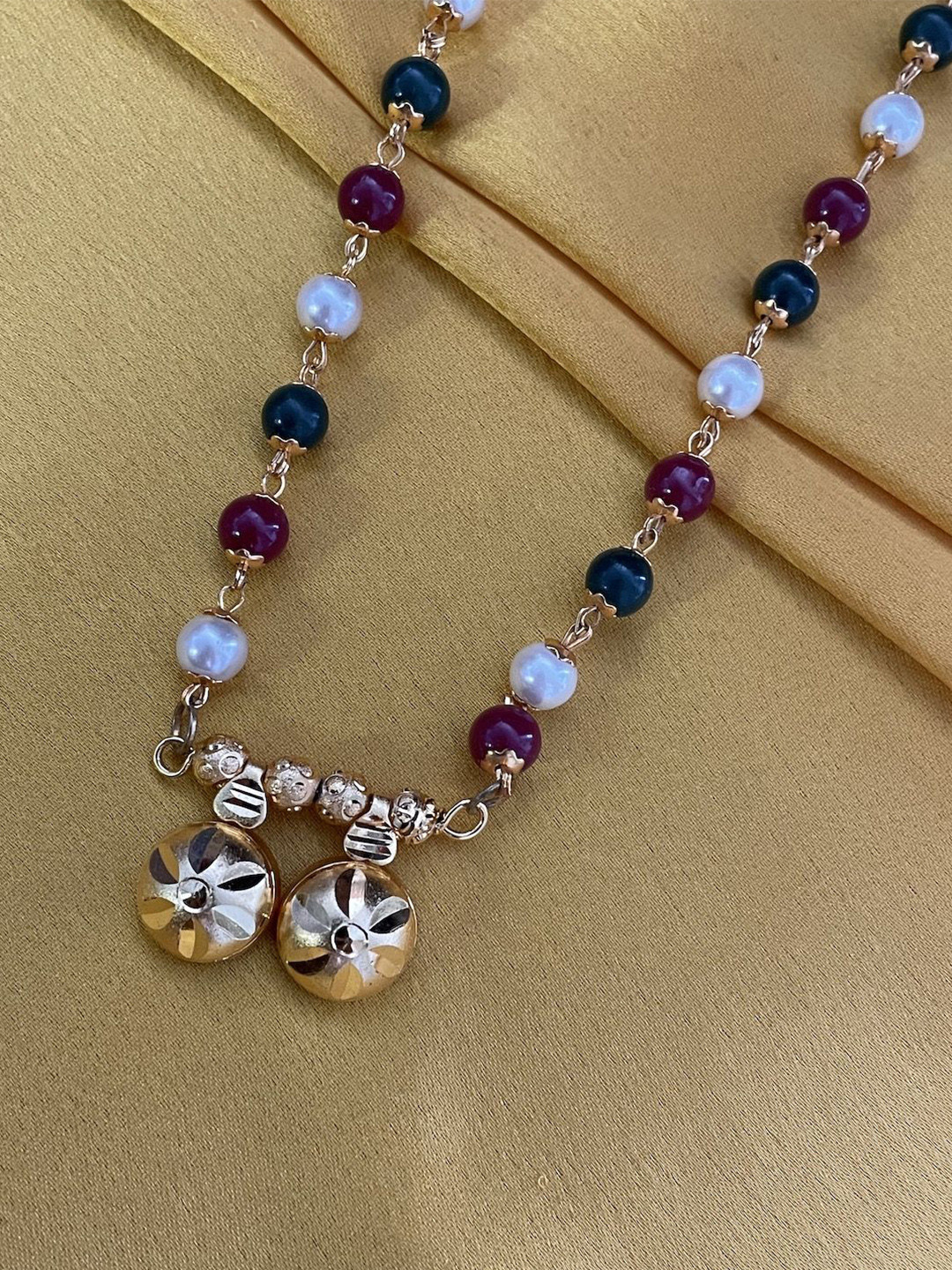 Digital Dress Room Gold-Plated Pearl Beaded Statement Necklace