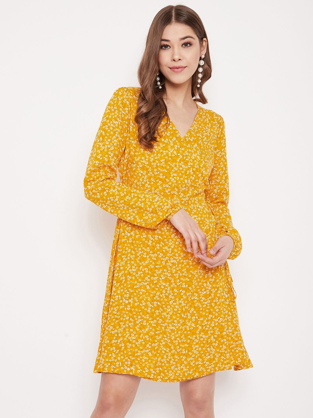 Berrylush Floral Print Bishop Sleeve Dress