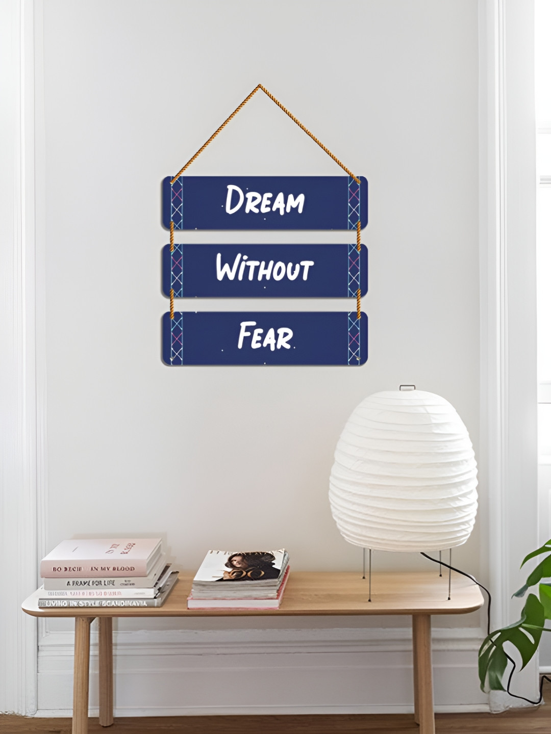 WallDaddy Blue  & White Motivational Qoute Printed Wooded Signs And Plaques Wall Decor