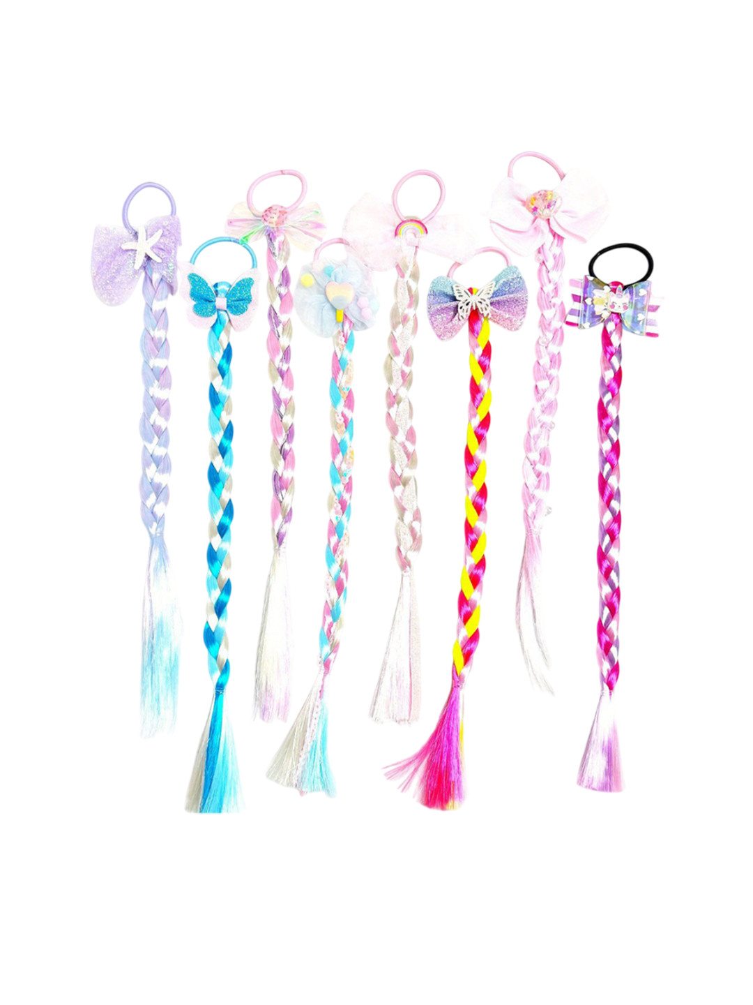 LYTIX Set Of 2 Assorted Braided Ponytail Holder Hair Bands  Butterfly Braid Headband Kids