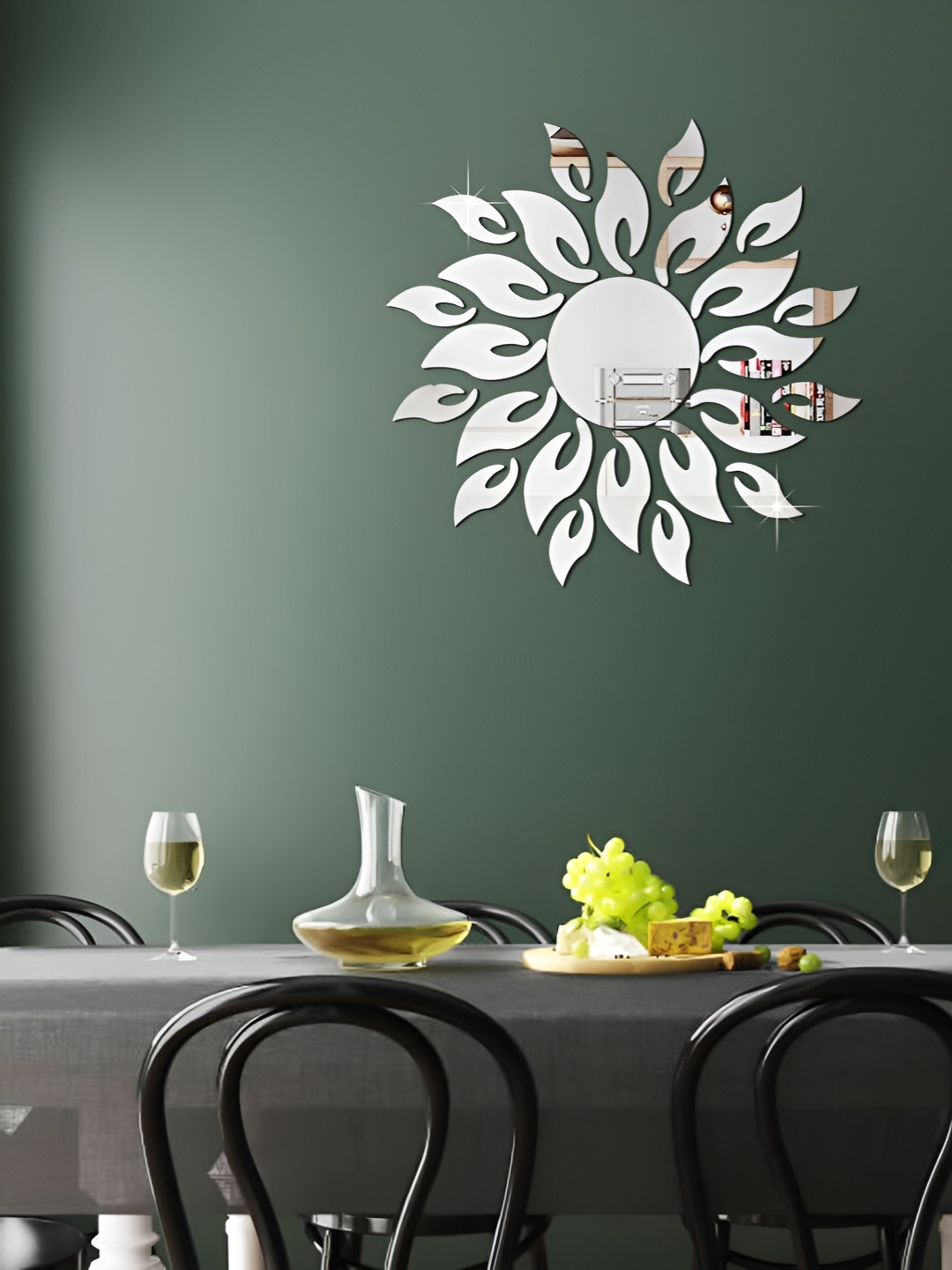 WallDaddy Silver Toned Sun Mirror WallSticker