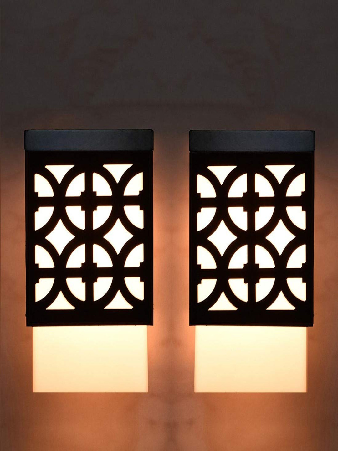 Gojeeva Black and White 2 Pieces Textured Wooden Contemporary Square Shaped Ceiling Lamps