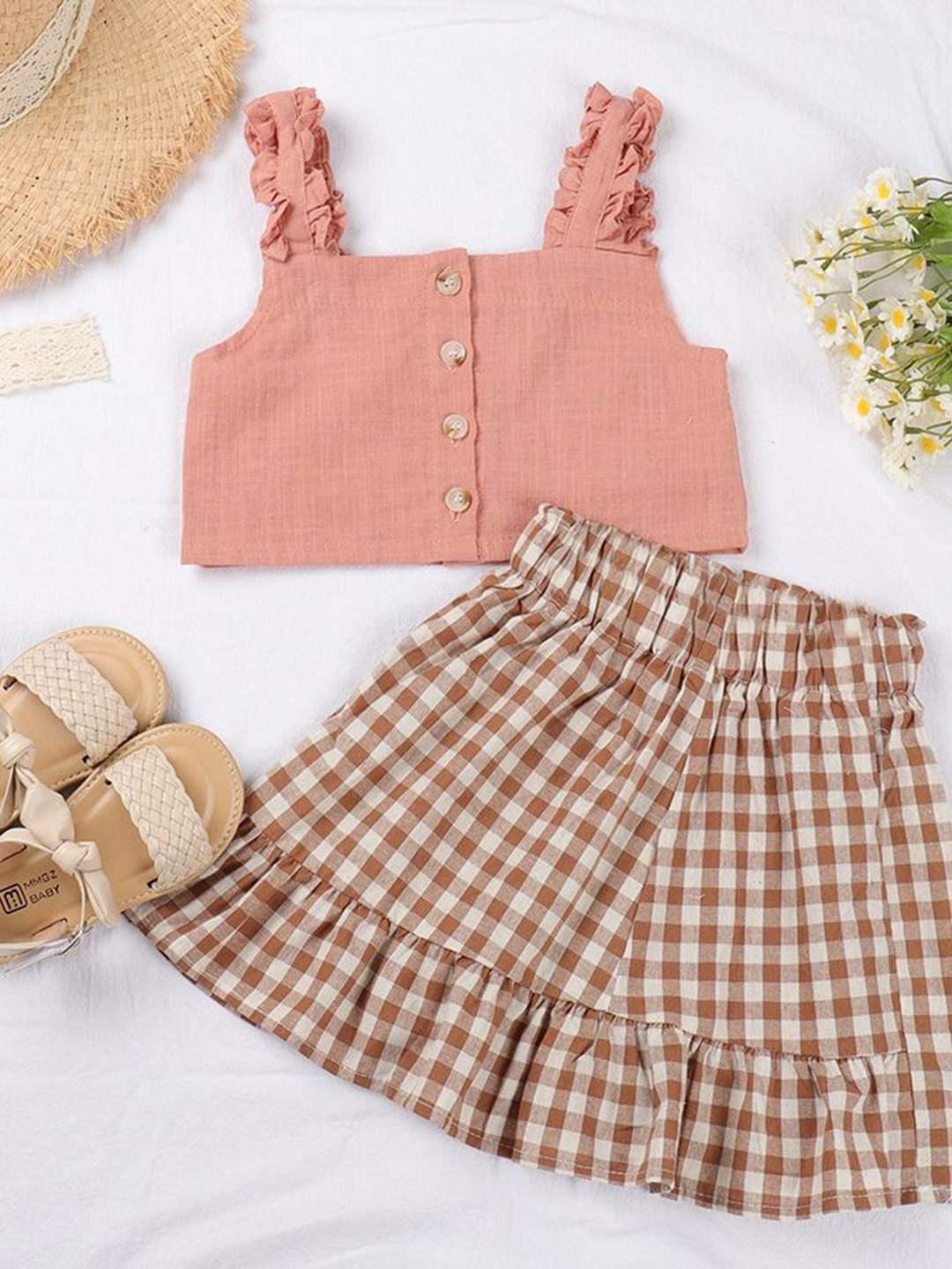 LULU & SKY Girls Square Neck Top With A-line Skirt