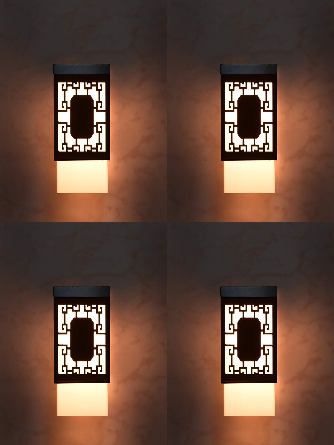 Gojeeva Black and White 4 Pieces Textured Wooden Contemporary Square Shaped Ceiling Lamps