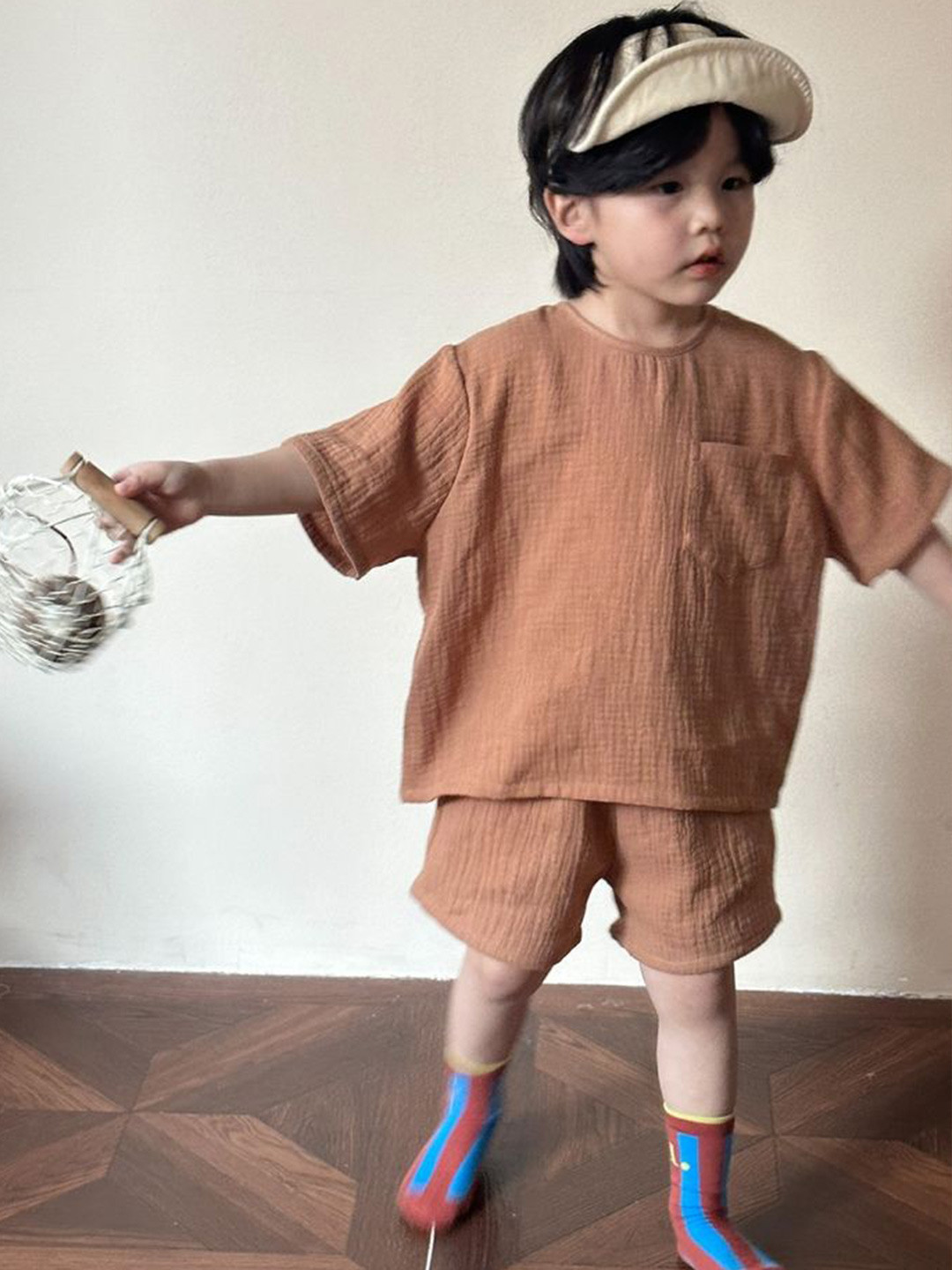 LULU & SKY Unisex Kids Textured Pure Cotton T-shirt with Shorts
