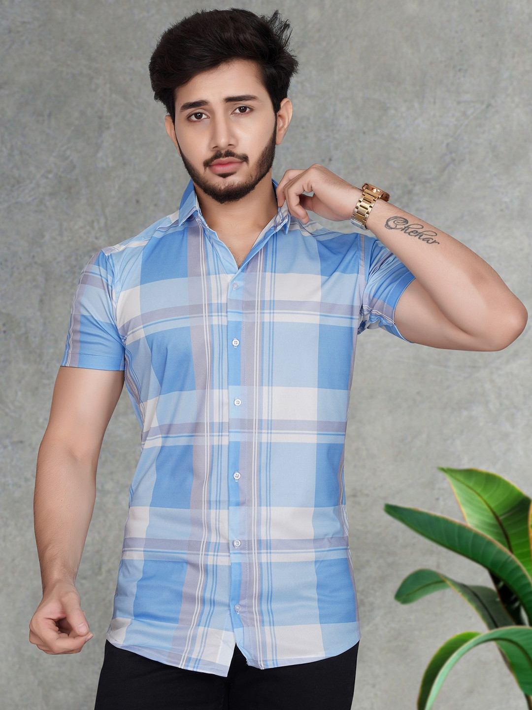 MARMIC FAB Men Classic Slim Fit Tartan Checks Opaque Printed Casual Shirt