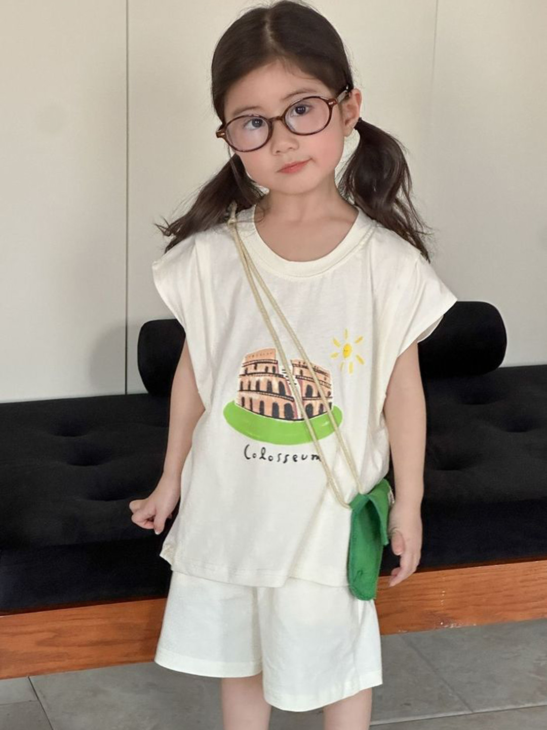 LULU & SKY Kids Printed Round Neck Pure Cotton T-shirt With Shorts