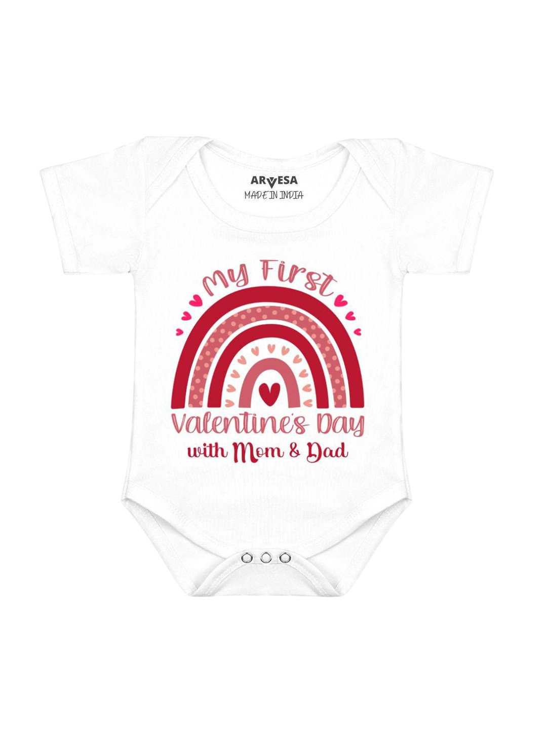 Arvesa First Valentine Printed Baby Romper