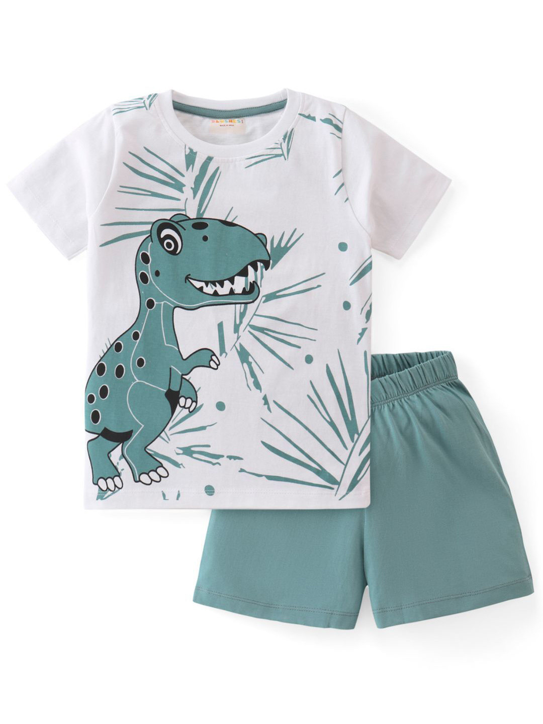 BLUSHES Kids Printed Short Sleeves Pure Cotton T-Shirt With Shorts