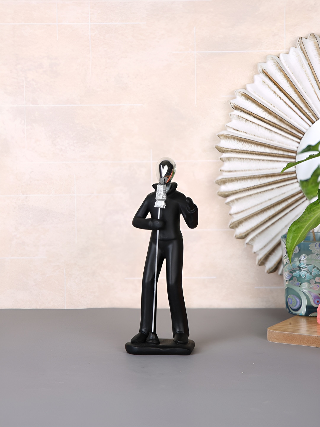 TAYHAA Dancing Performer Black Polyresin Metallic Living Room Small Showpiece - 2.2 Inches