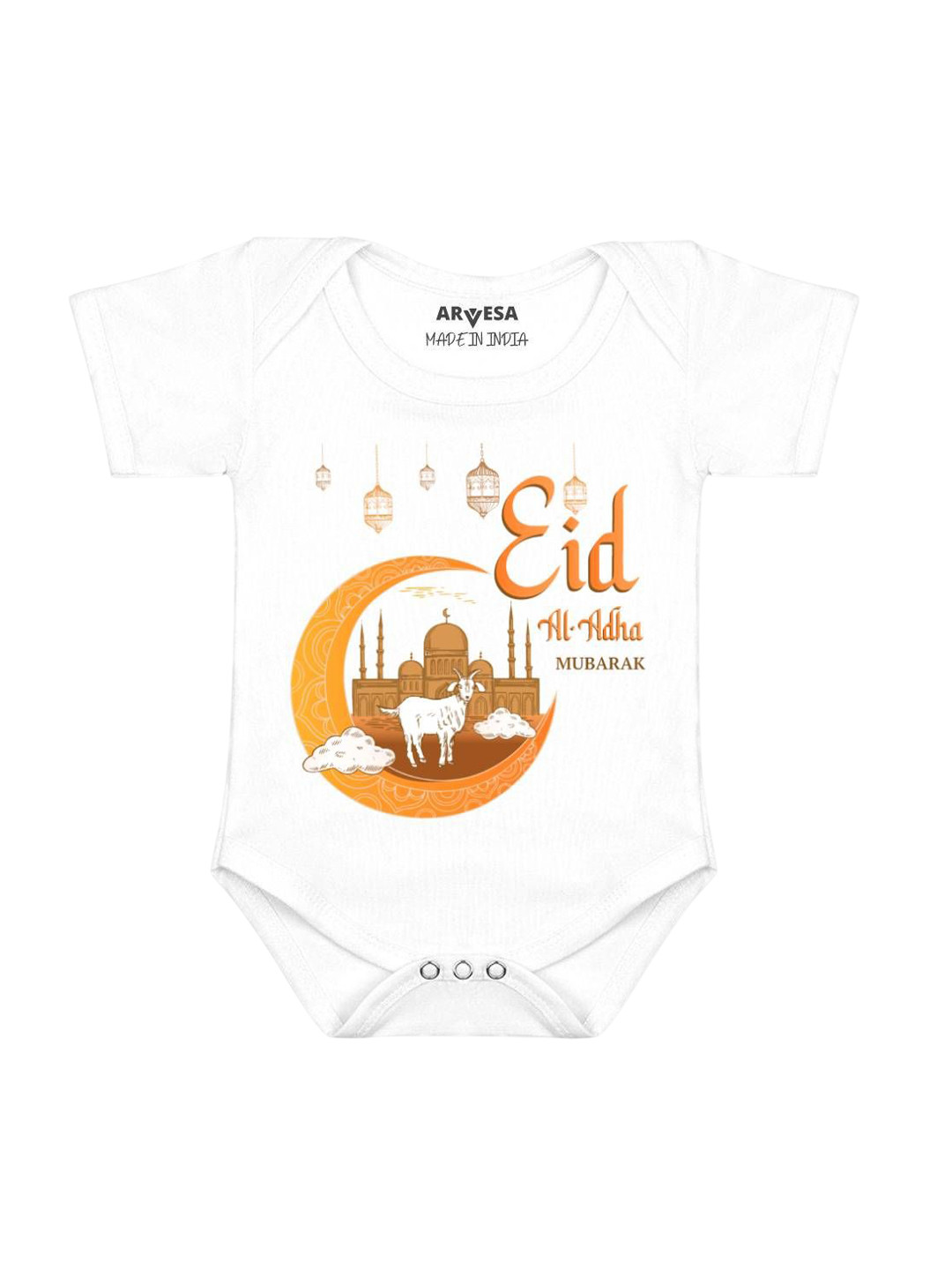 Arvesa Eid Al Adha Mubarak Printed Baby Romper