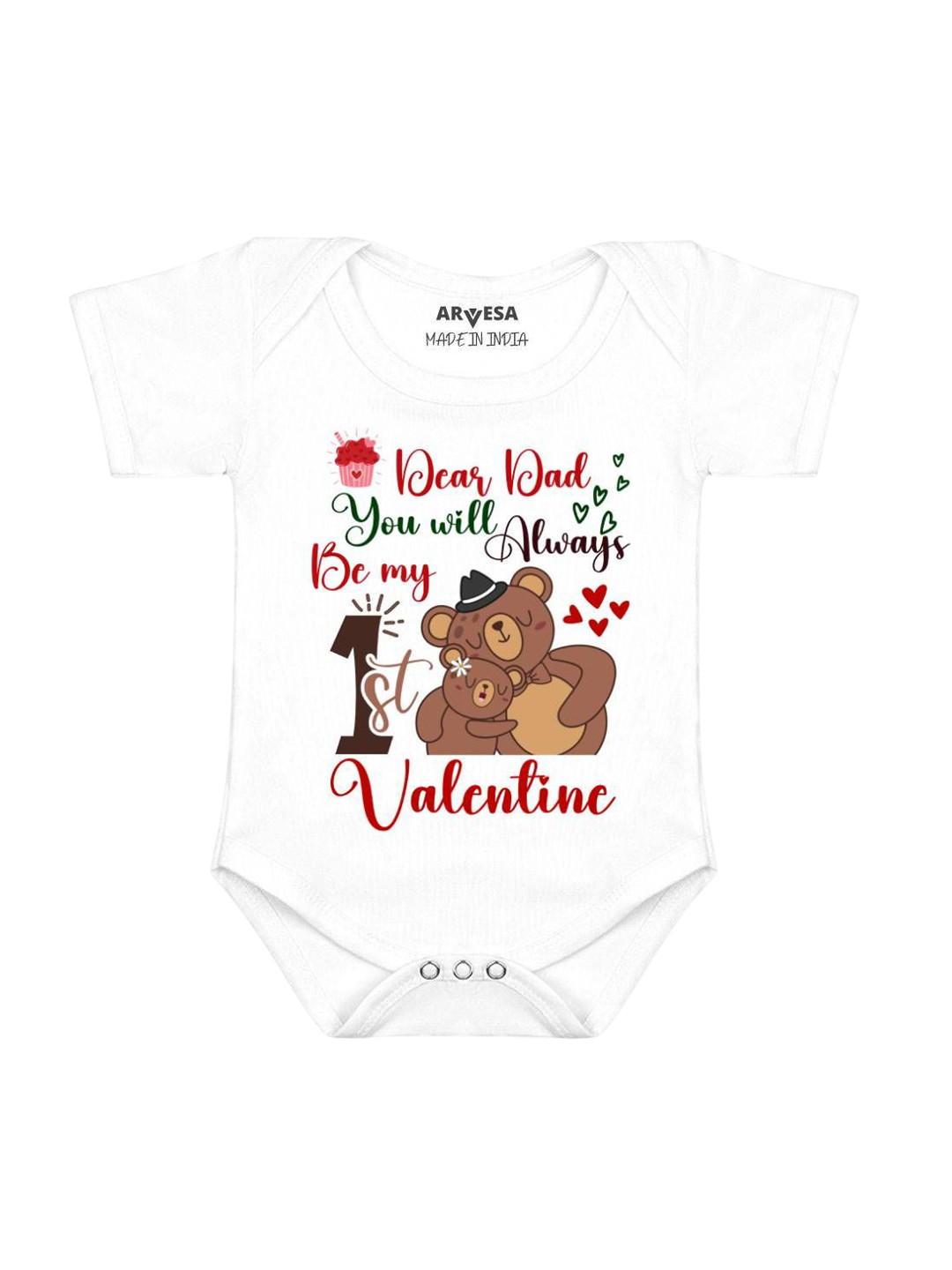 Arvesa Be First Valentine Printed Baby Romper