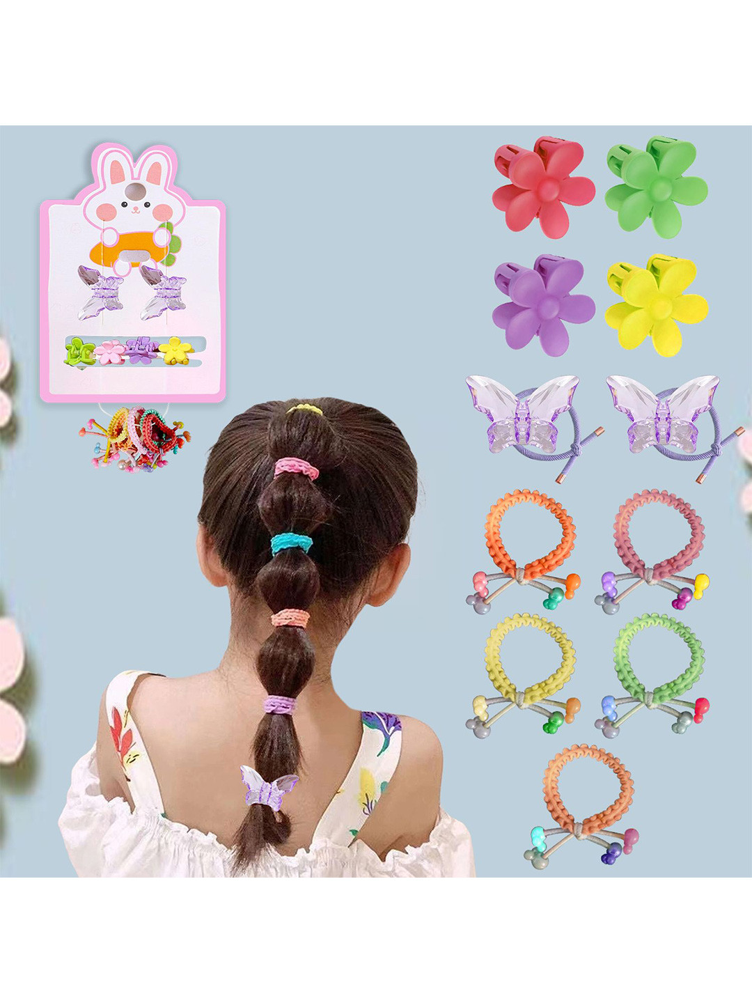 LYKAA Set of 11 Assorted Baby Girls Hair Clip and Rubber Band Combo