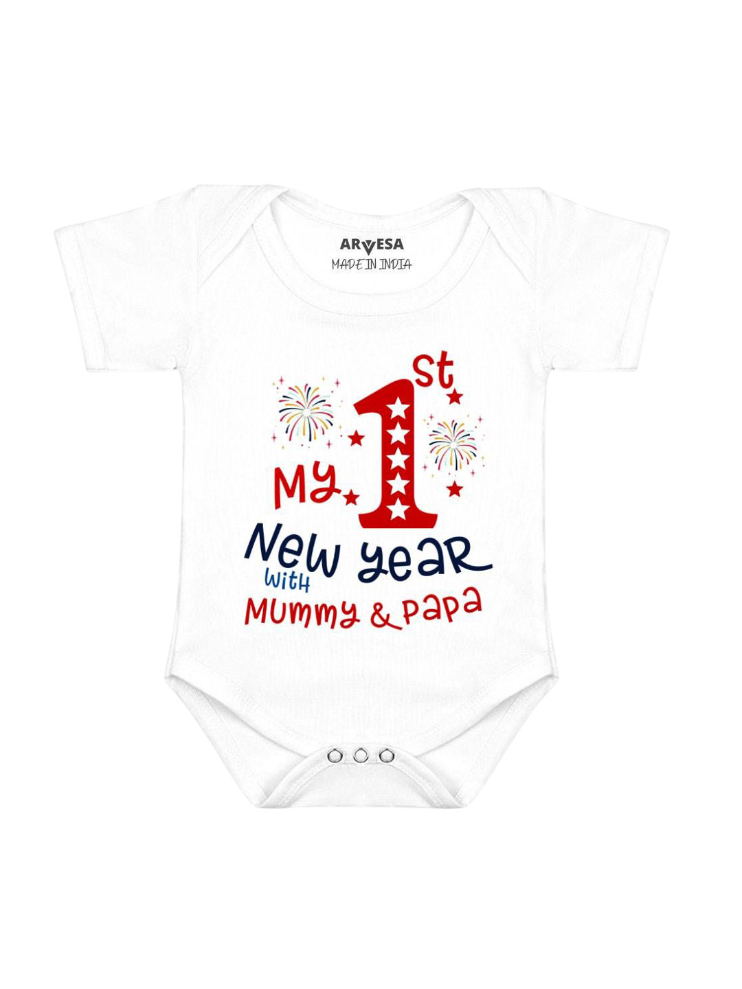 Arvesa First New Year Printed Baby Romper
