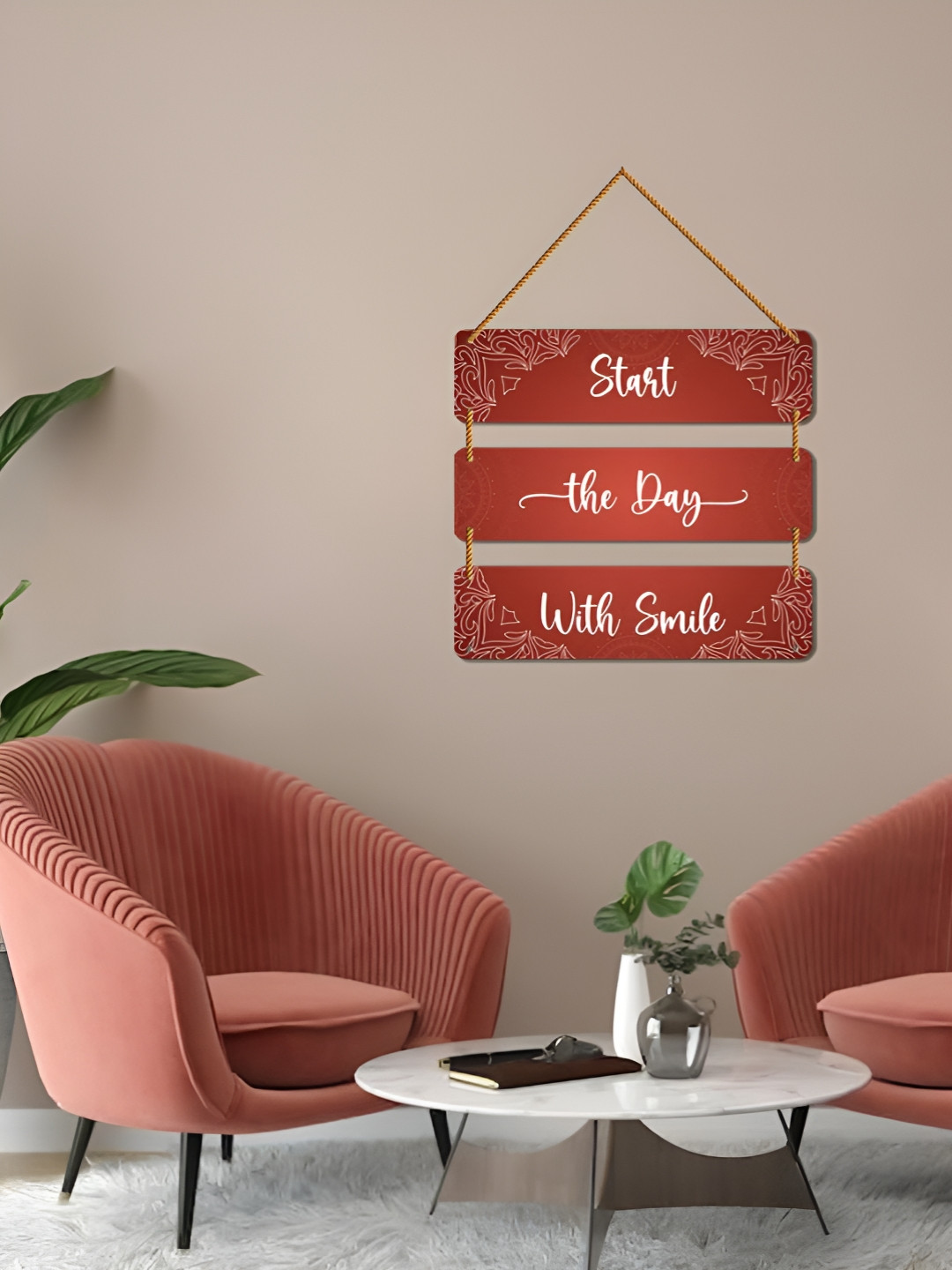 WallDaddy Rust & White Motivational Qoute Printed Wooded Signs And Plaques Wall Decor