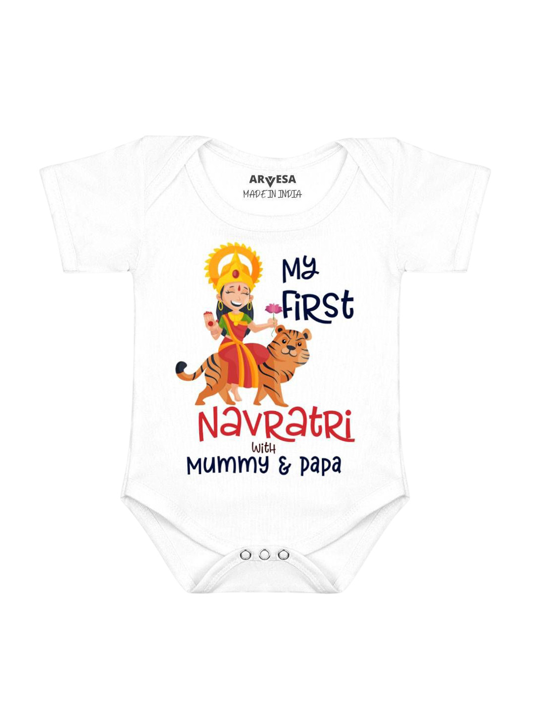 Arvesa First Navratri Printed Baby Romper