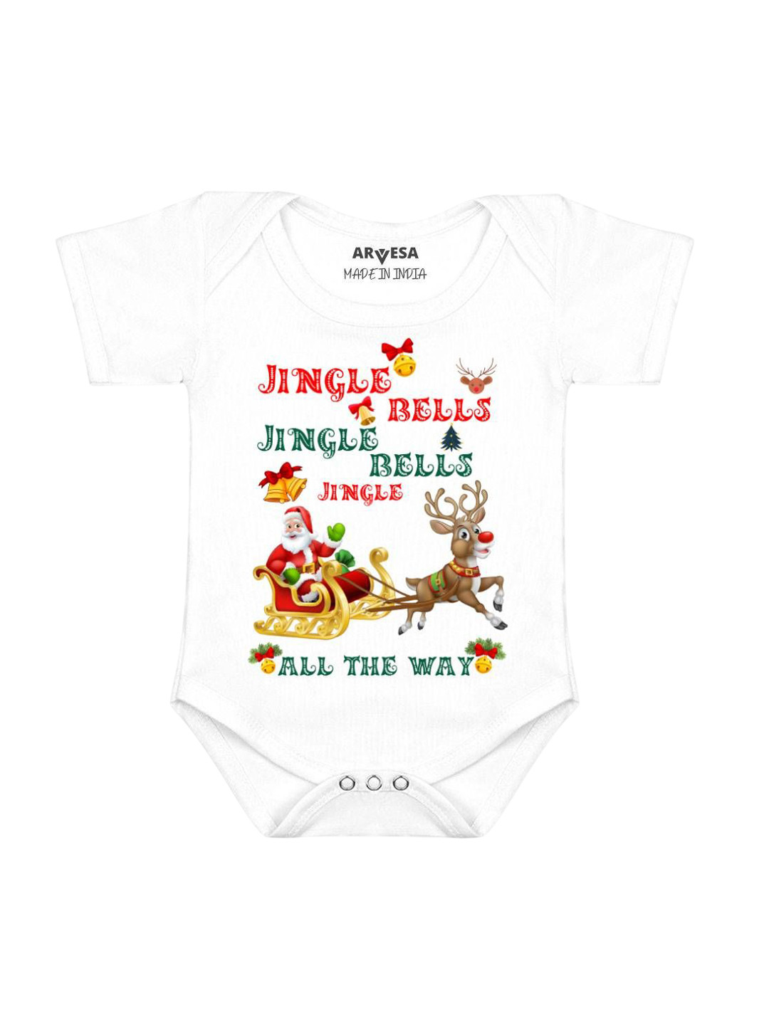 Arvesa Jingle Bell All The Way Printed Baby Romper