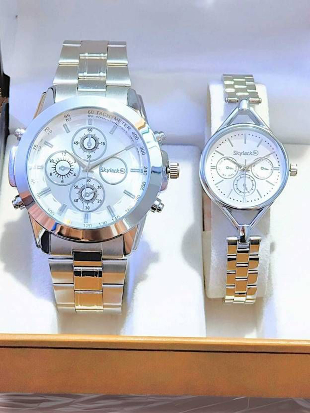 Skylark Unisex Pack Of 2 Skeleton Dial & Analogue Multi Function Watch