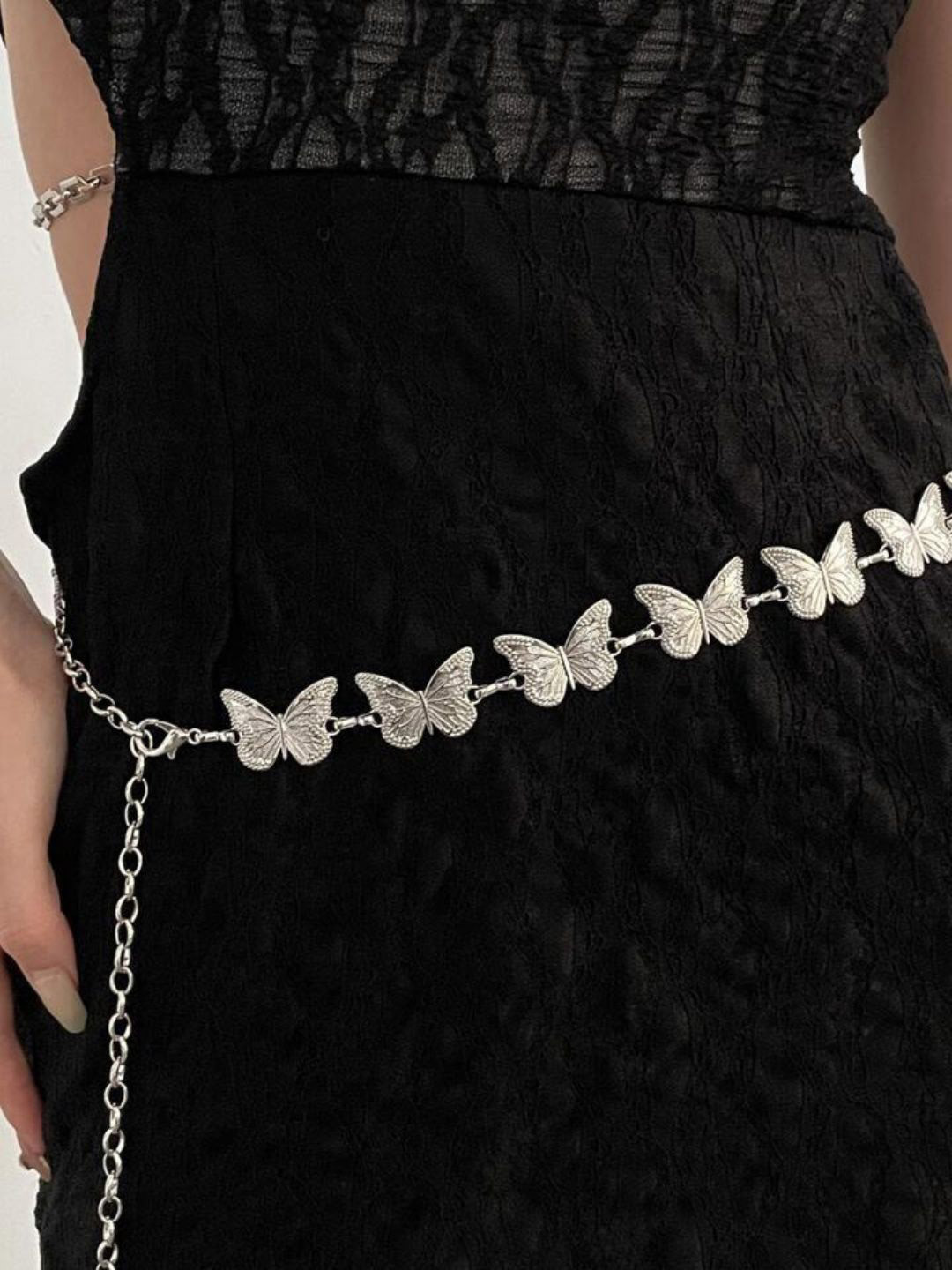 NOTHING ORDINARY Women Silver Toned Embellished Waist Chain Belt