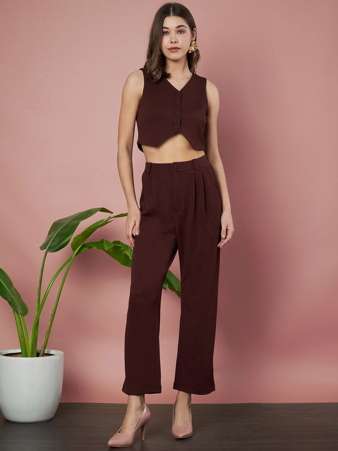 Slenor Ribbed Sleeveless Button-Up Vest Waistcoat