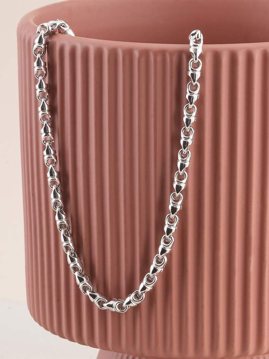 PALMONAS Men 925 Sterling Silver Rhodium-Plated Mariner Chain