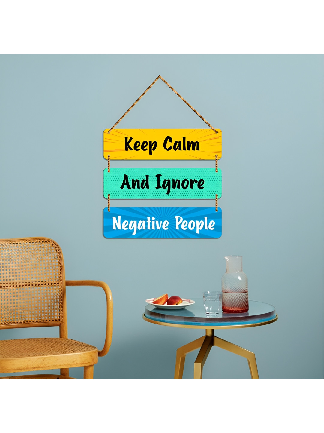 WallDaddy Yellow & Green Motivational Qoute Printed Wooded Signs And Plaques Wall Decor