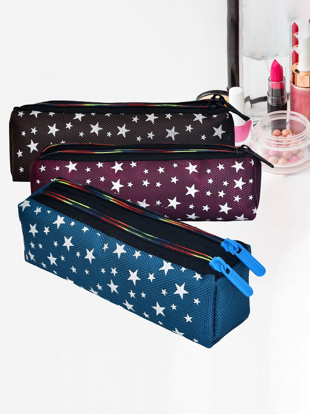 Kuber Industries Pack Of 3 Rexine Star Storage Utility Stationery