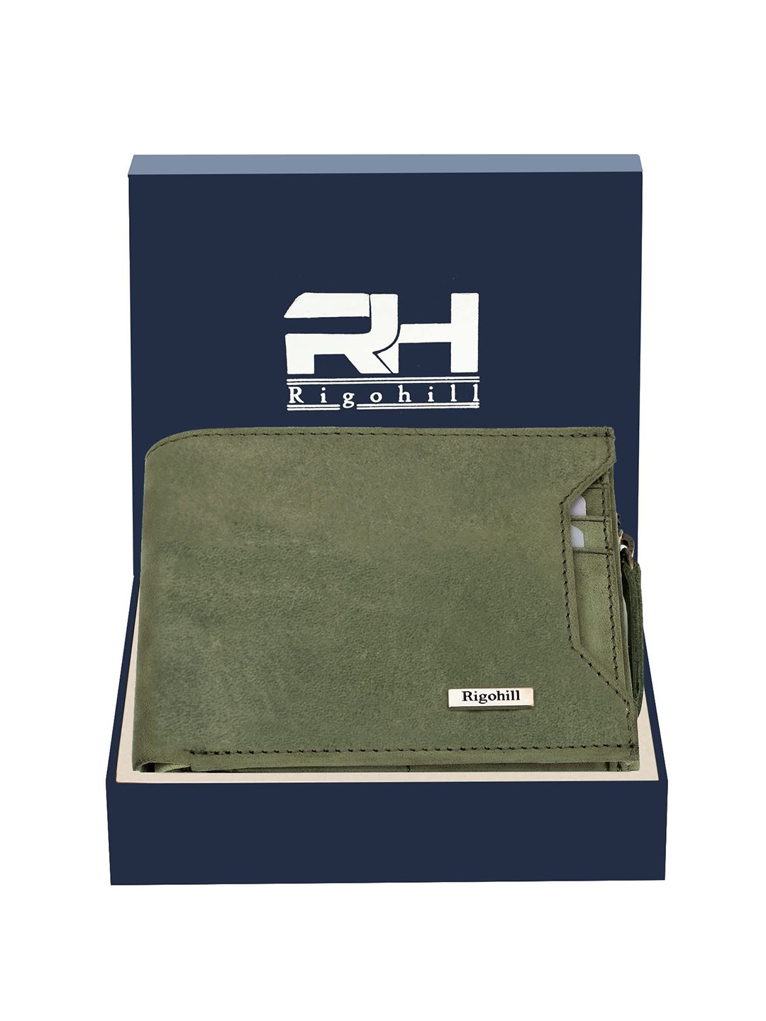 Rigohill Men Cuba Green RFID Protected Leather Two Fold Wallet