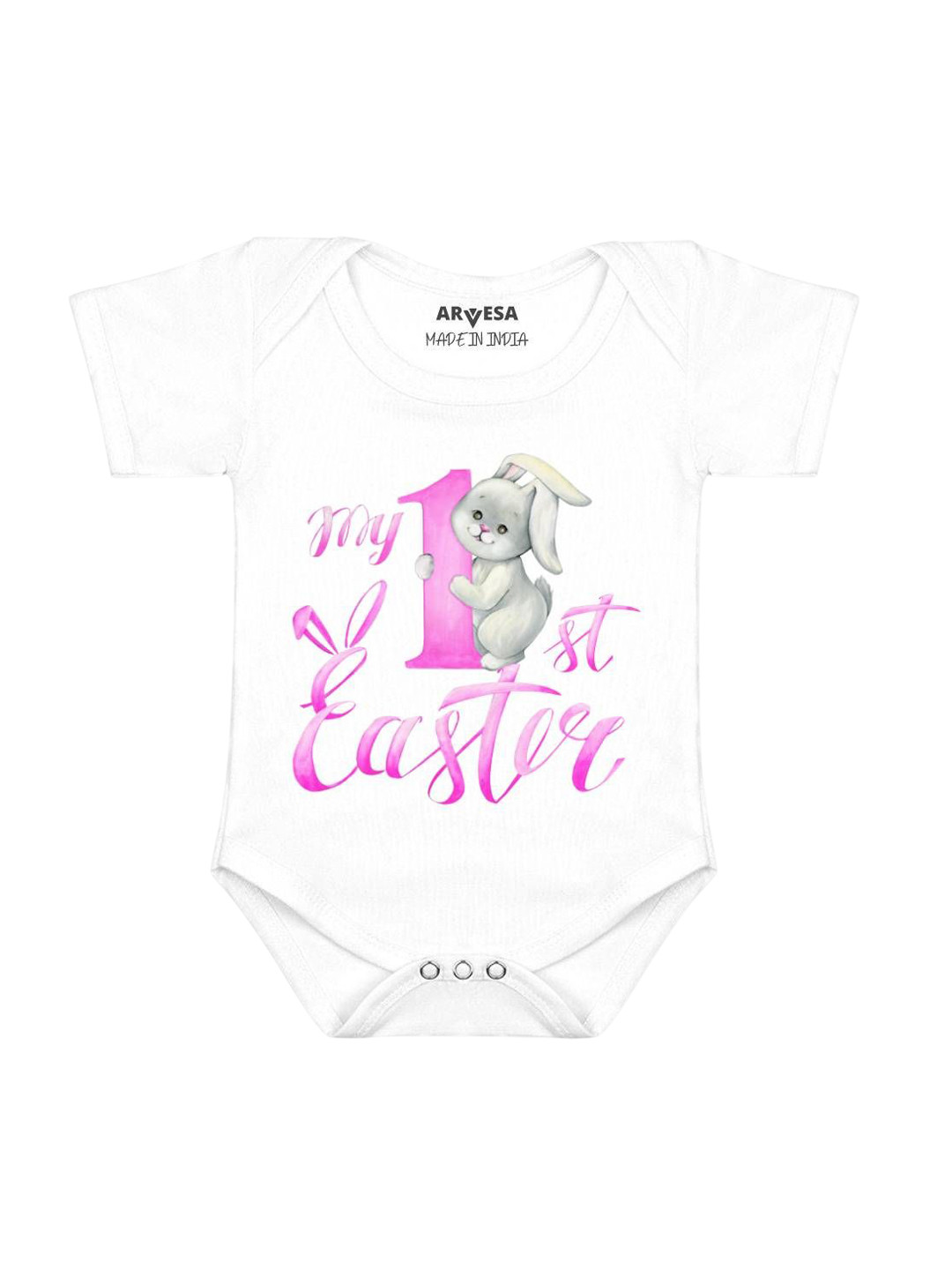 Arvesa Kids First Easter Printed Envelope Neck Short Sleeves Bodysuit