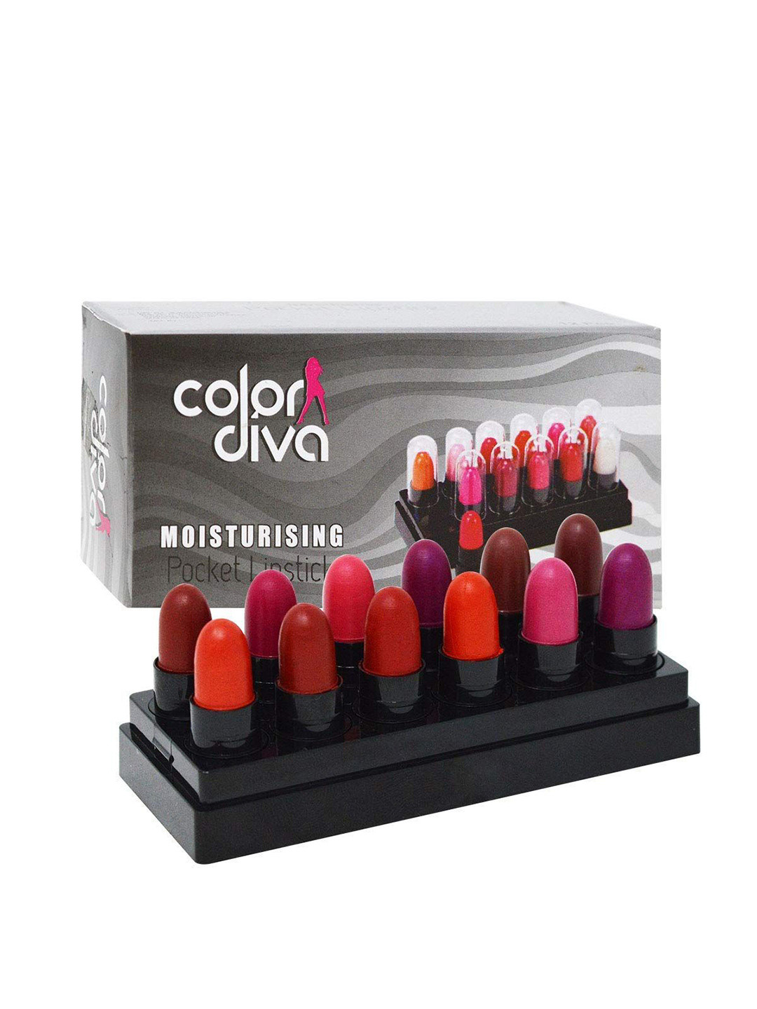 Color Diva Set Of 12 Light Weight Creamy Matte Mini Bullet Lipstick- 1 g Each