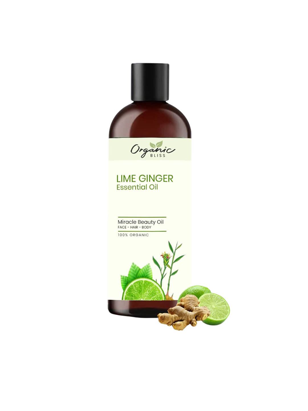 Organic Bliss Lime Ginger Essential Beauty Massage Oil For Face Hair & Body - 50 ml
