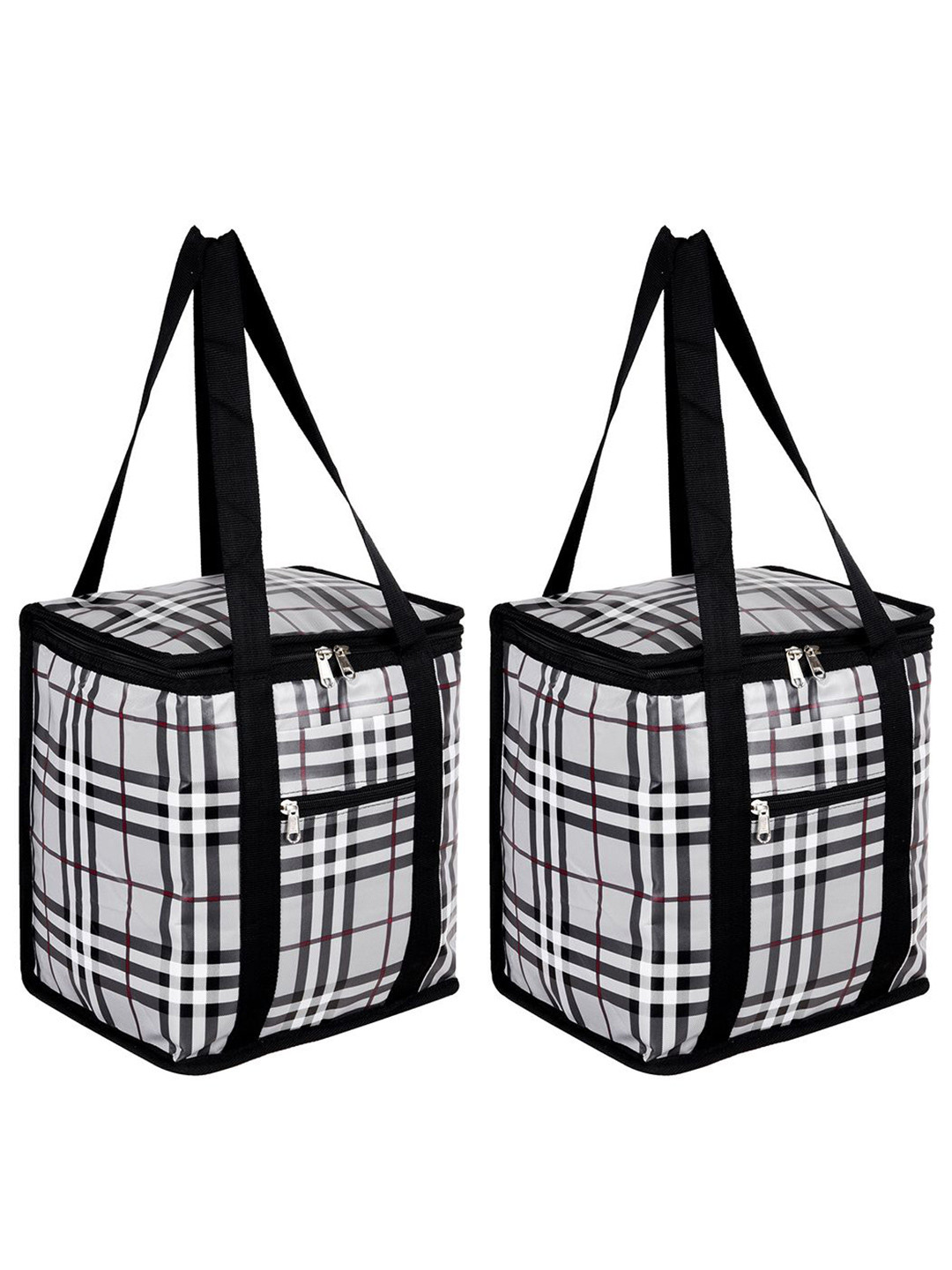 Kuber Industries Set of 2 Checked Waterproof Lunch bags Travel Accessory