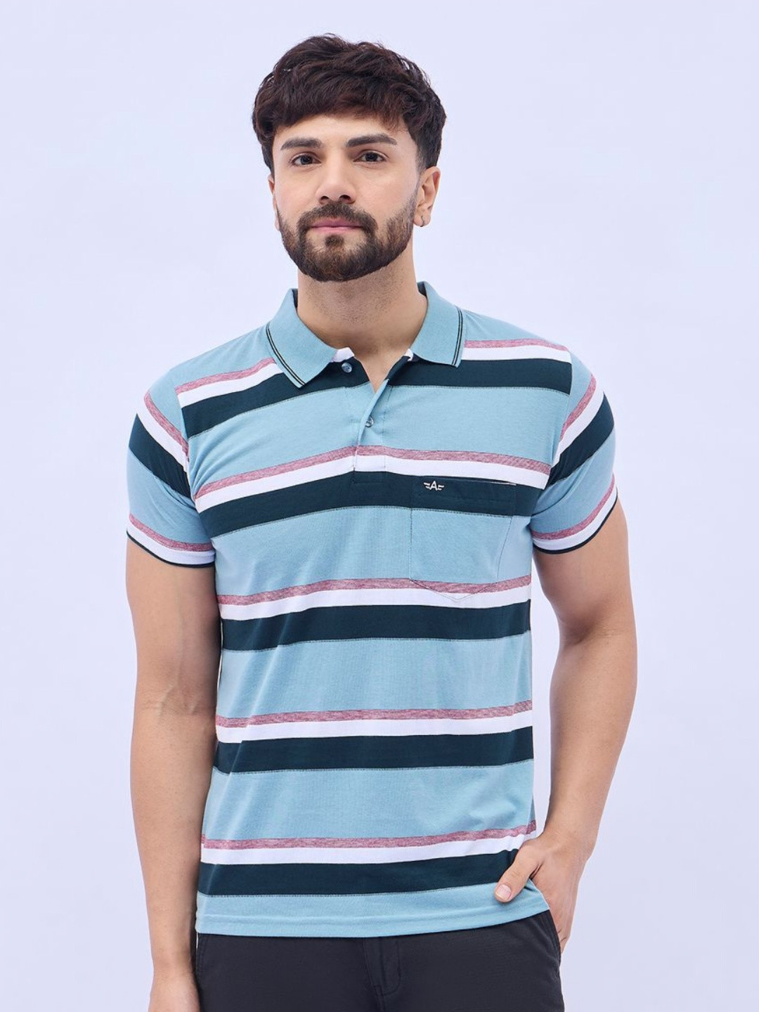 ARRAY Men Brand Logo Printed Polo Collar T-shirt