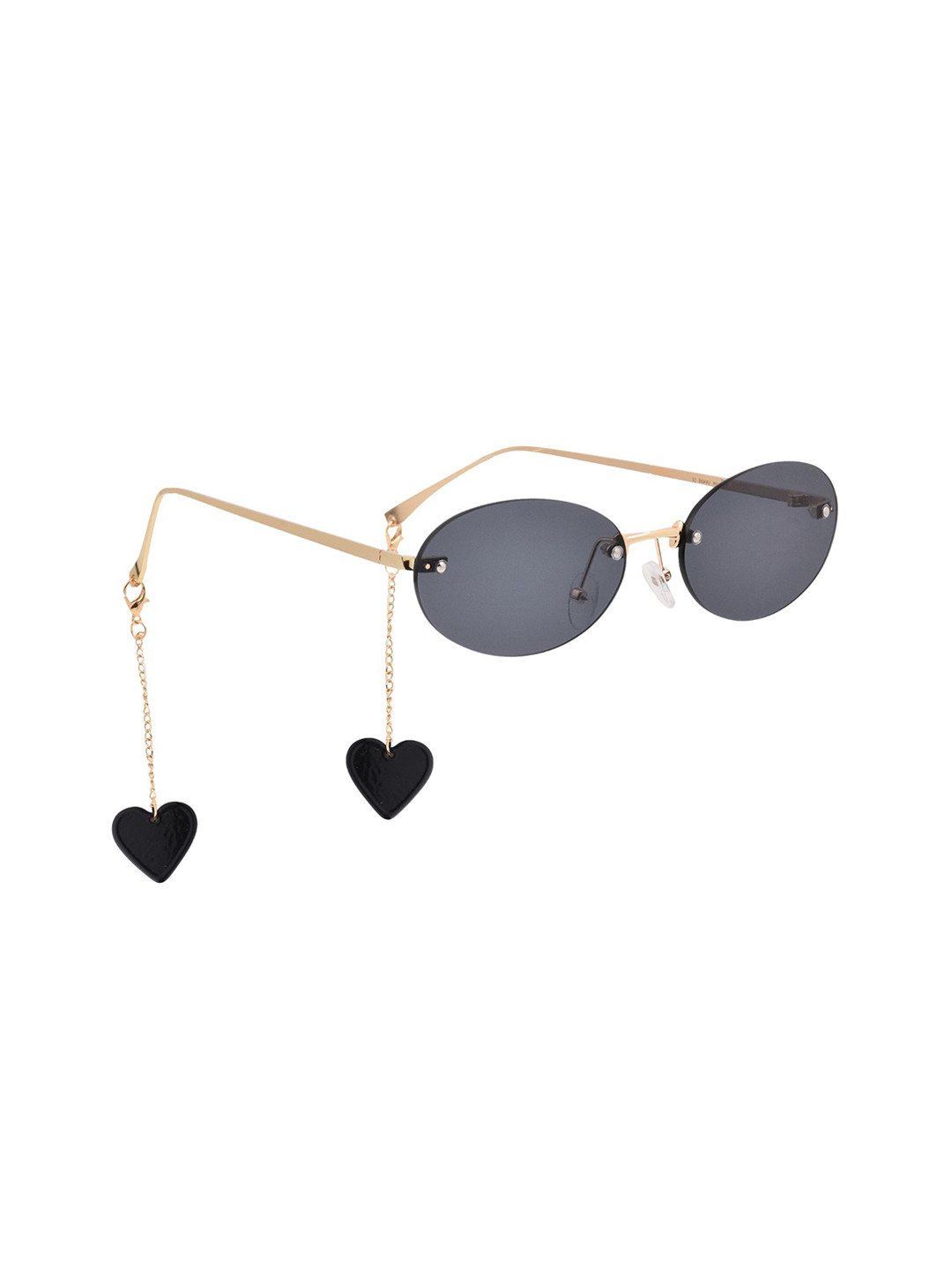 4Flaunt Unisex crush oval rimless sunglasses with heart charms Midnight Muse