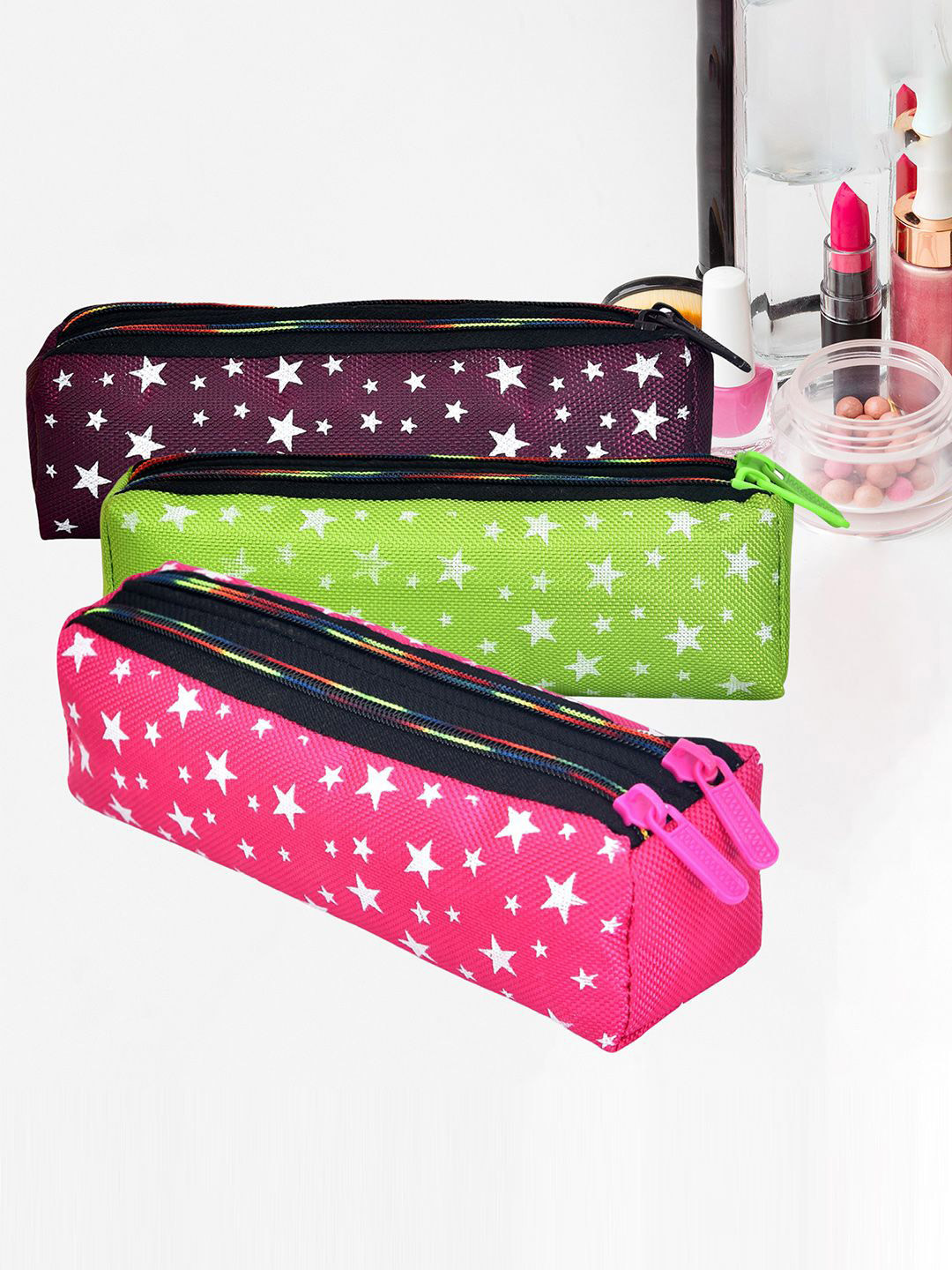 Kuber Industries Set Of 3 Rexine Star Pouchh