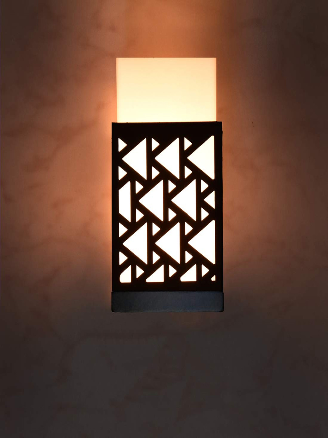 Gojeeva Black Wood Square Shaped Textured Contemporary Wall Lamp