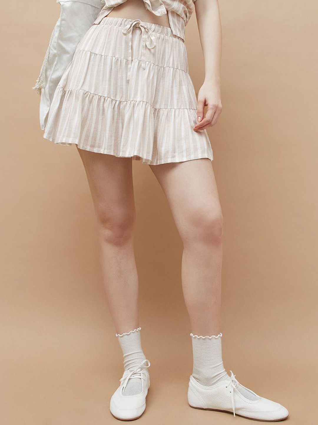 Ginger by Lifestyle Striped Tiered Mini Skirt