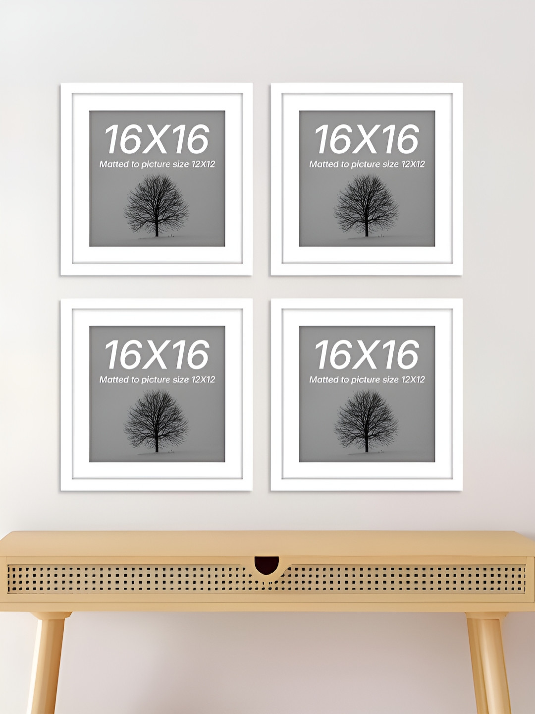 Art Street White and Grey 4 Pieces Wooden Wall Photo Frames