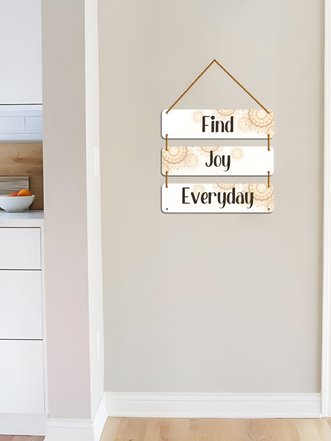 WallDaddy White & Brown Printed Wooded Motivational Wall Hanging Decor